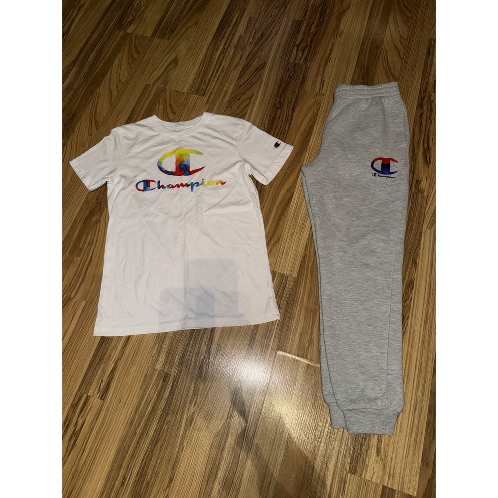 Champion‎ Youth Set Boy's Large Sweatpants Joggers T-shirt Cotton